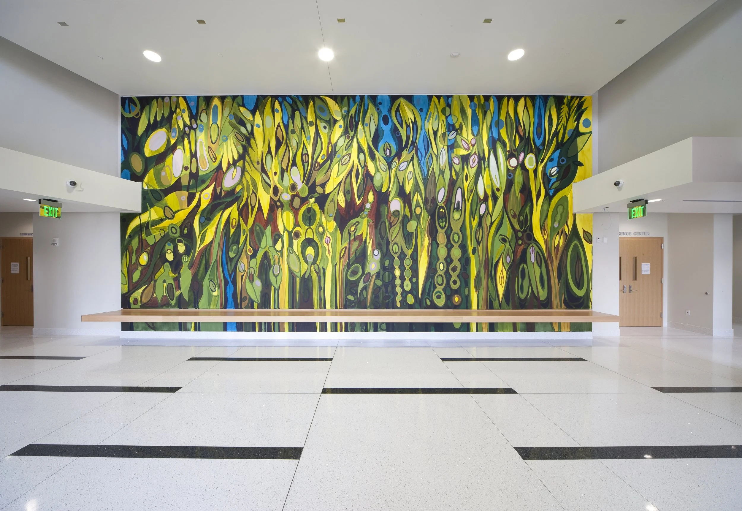 Forest Spirits I (Mural), 2011 Ink and plaster on wall 184 x 407 in 467.4 x 1033.8 cm