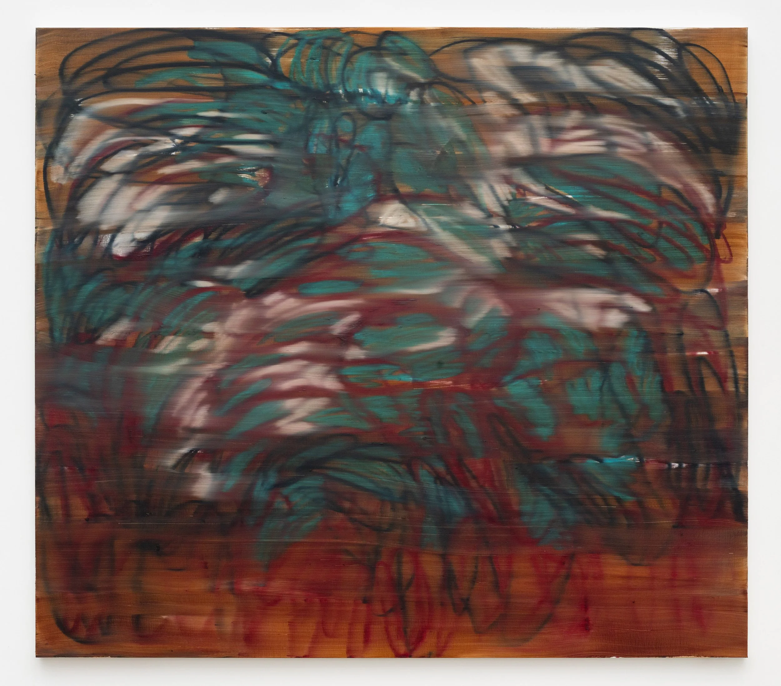 ambar secreto, 2026 Oil and oil stick on linen 76 x 86 x 2 in 193 x 218.4 x 5.1 cm