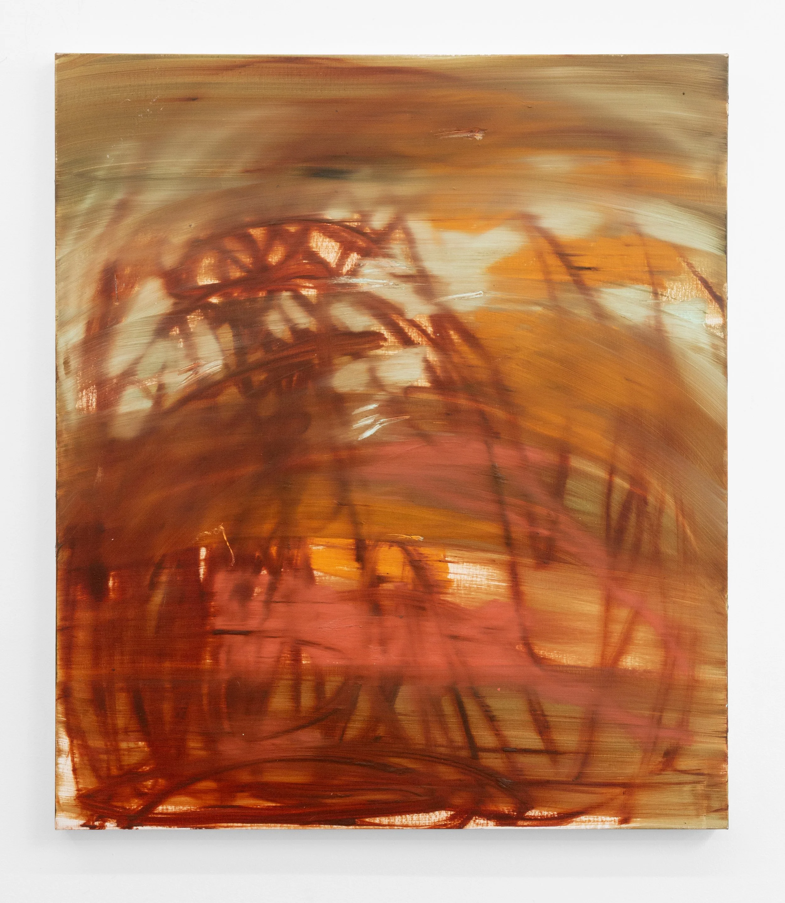 Arranhando o amanhecer, 2026 Oil on linen 46 x 40 x 1 1/2 in 116.8 x 101.6 x 3.8 cm