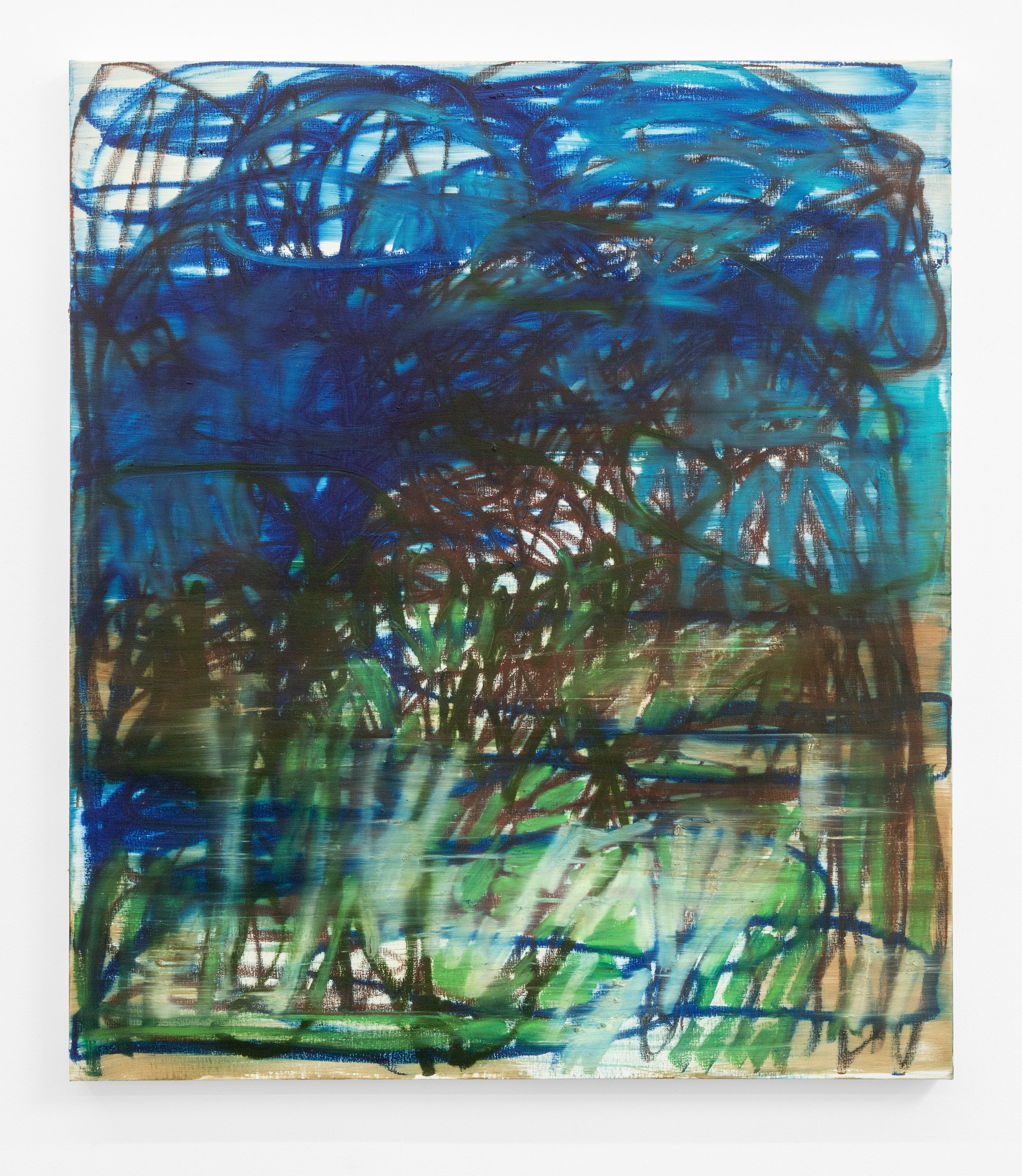 Grass trembling, 2026 Oil on linen 46 x 40 x 1 1/2 in 116.8 x 101.6 x 3.8 cm