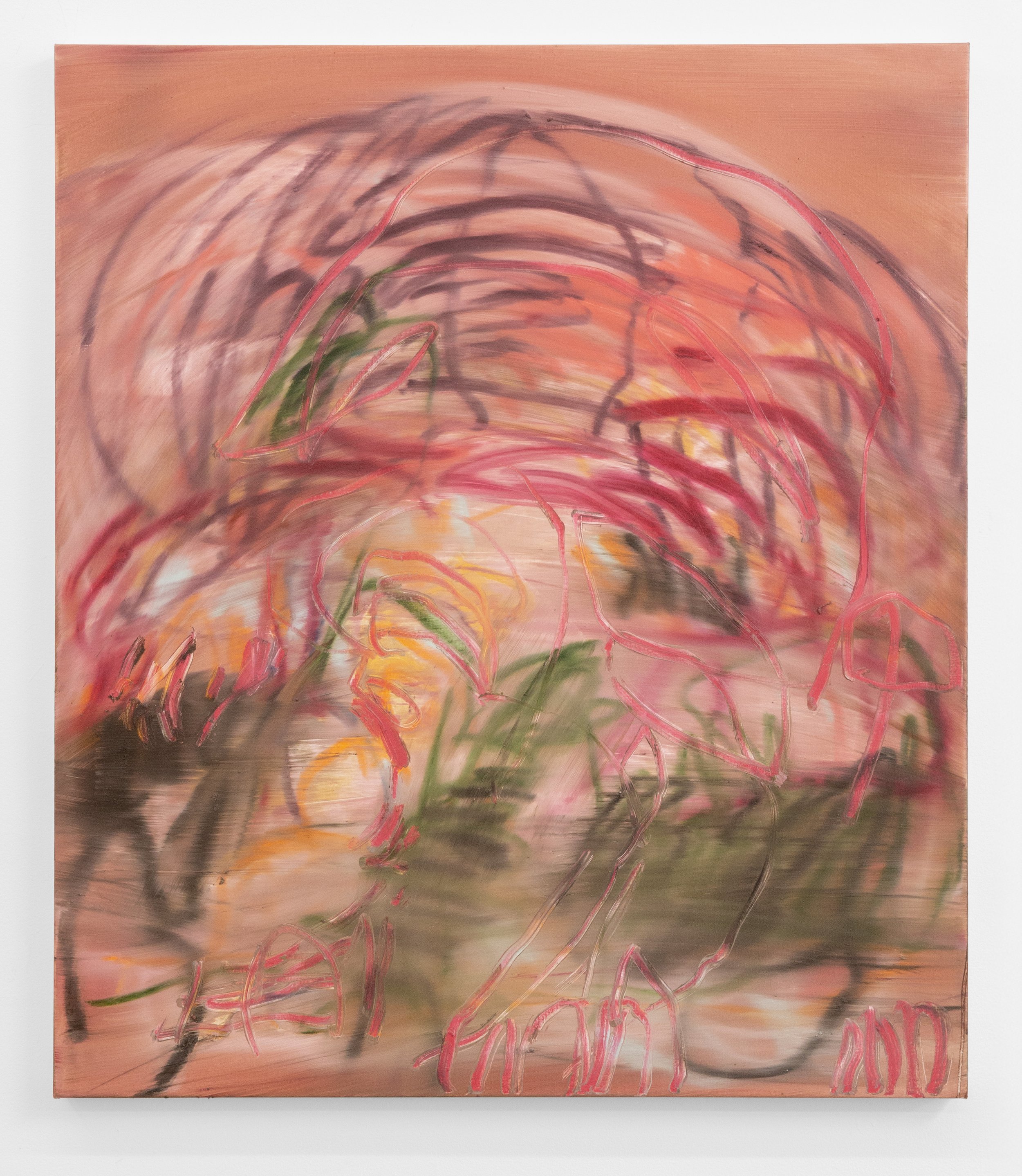 Desejo furta cor, 2026 Oil on linen 46 x 40 x 1 1/2 in 116.8 x 101.6 x 3.8 cm