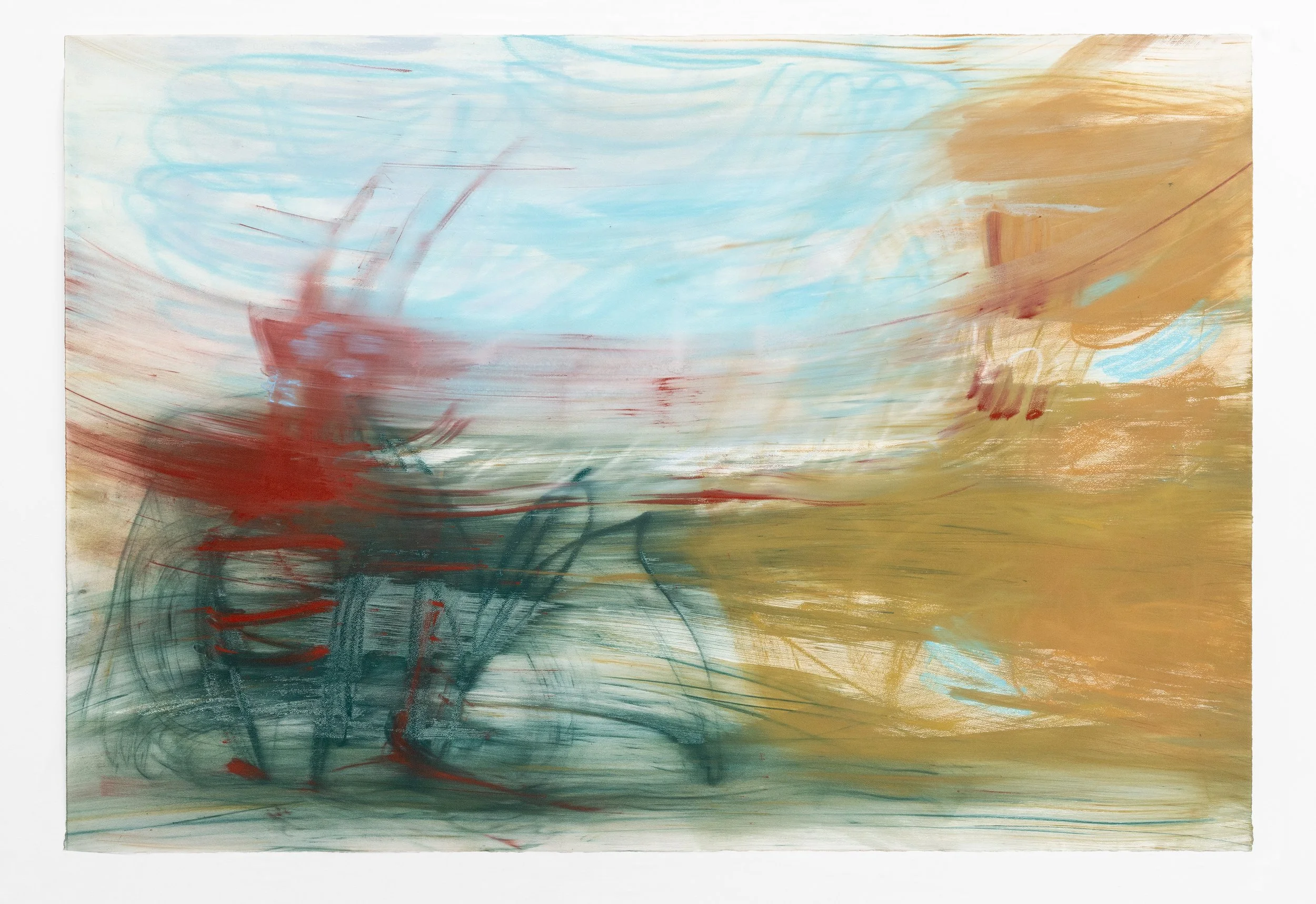 Fliegendes blau, 2026 Pastel and watercolor on paper 55 x 80 in 139.7 x 203.2 cm