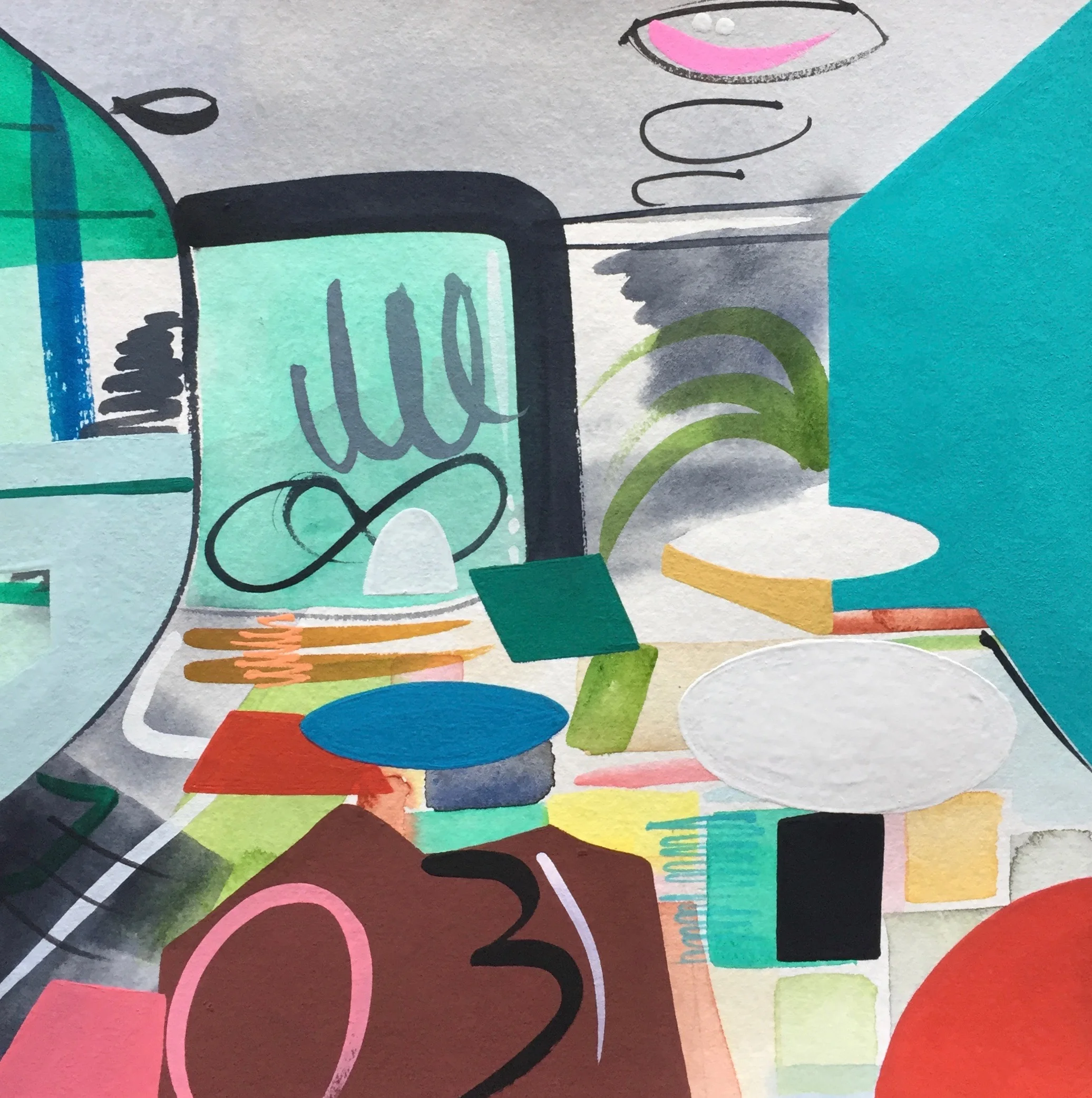 015 Lisa V Robinson - Abstract Interior - Gouache and watercolour on paper.jpg