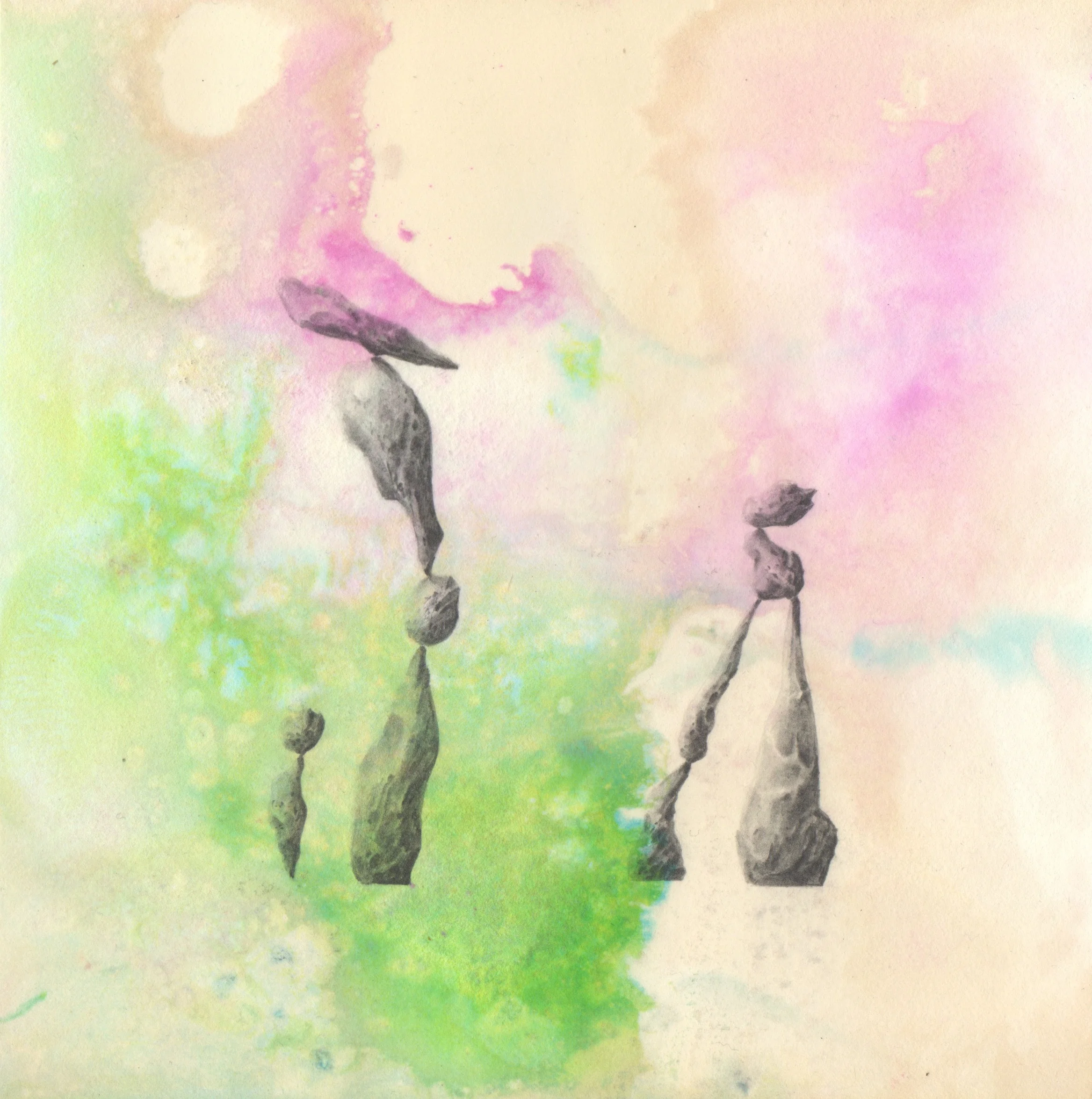 098 Tom Sewell - Imaginary Stone Pile No ∞ - Pencil on hand dyed paper.jpeg