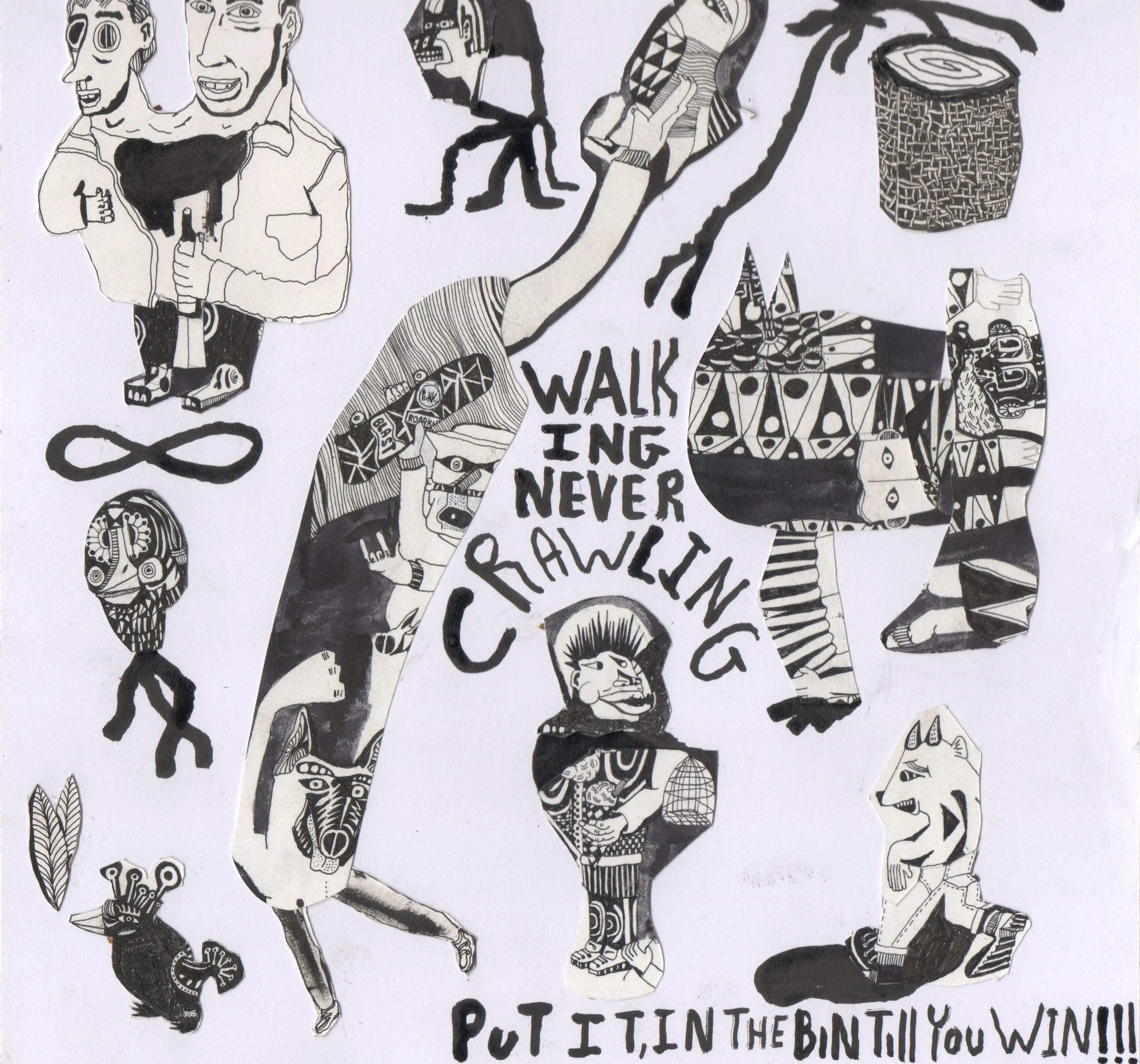 132 Pat Macdonald - Never crawl always walk - paper cut out and ink.jpeg