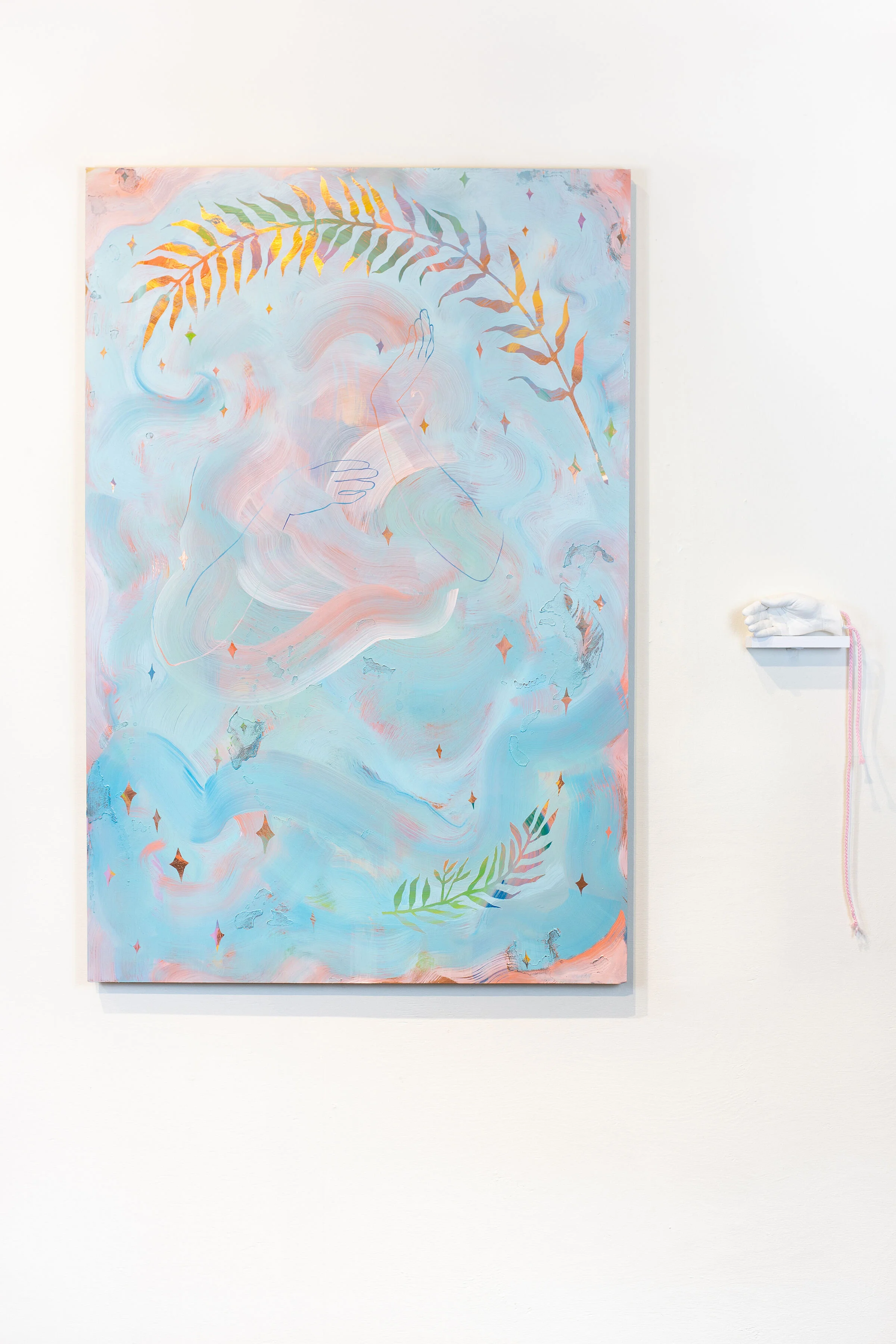   Hapticstance,  Oil and CuSO₄ₓ on copper, 36x54 inches, 2021 