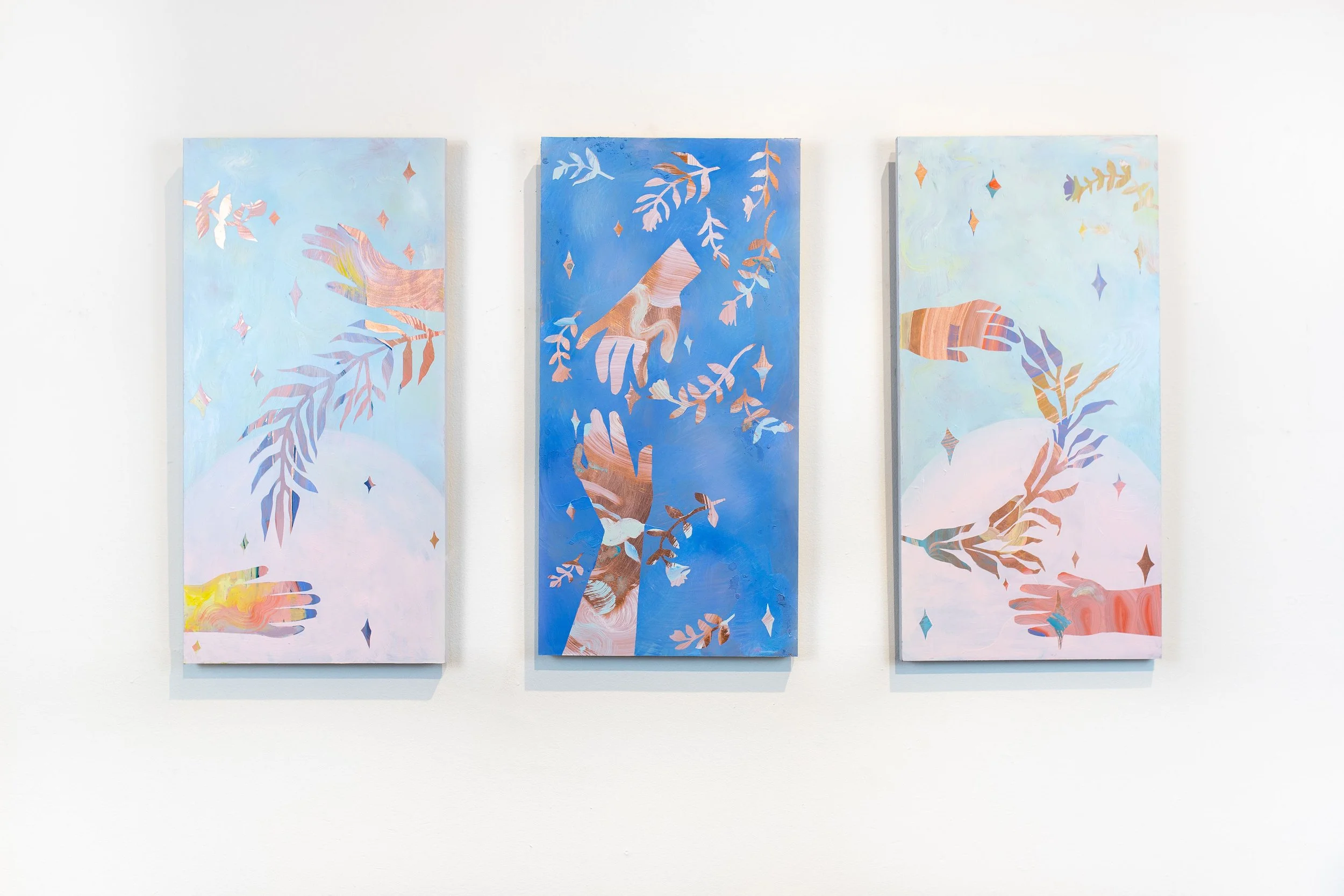   Becoming Together  (triptych)   Becoming Together I, II &amp; III,  Oil on copper, 12x24", 2020 