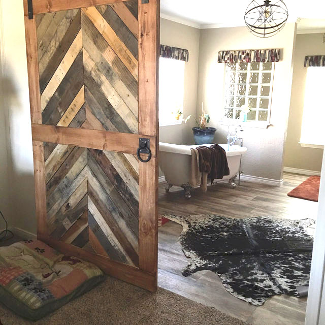 Reclaimed Wood Chevron Barn Door, Custom Sliding Barn Doors