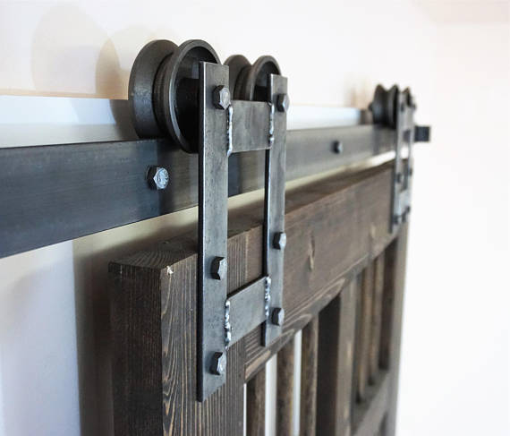 Rustic H sliding barn door hardware kit (more colors available 