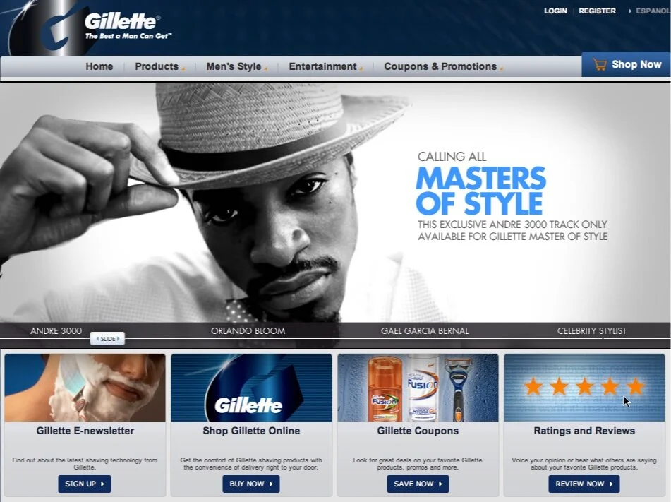 Site feature on Gillette.com