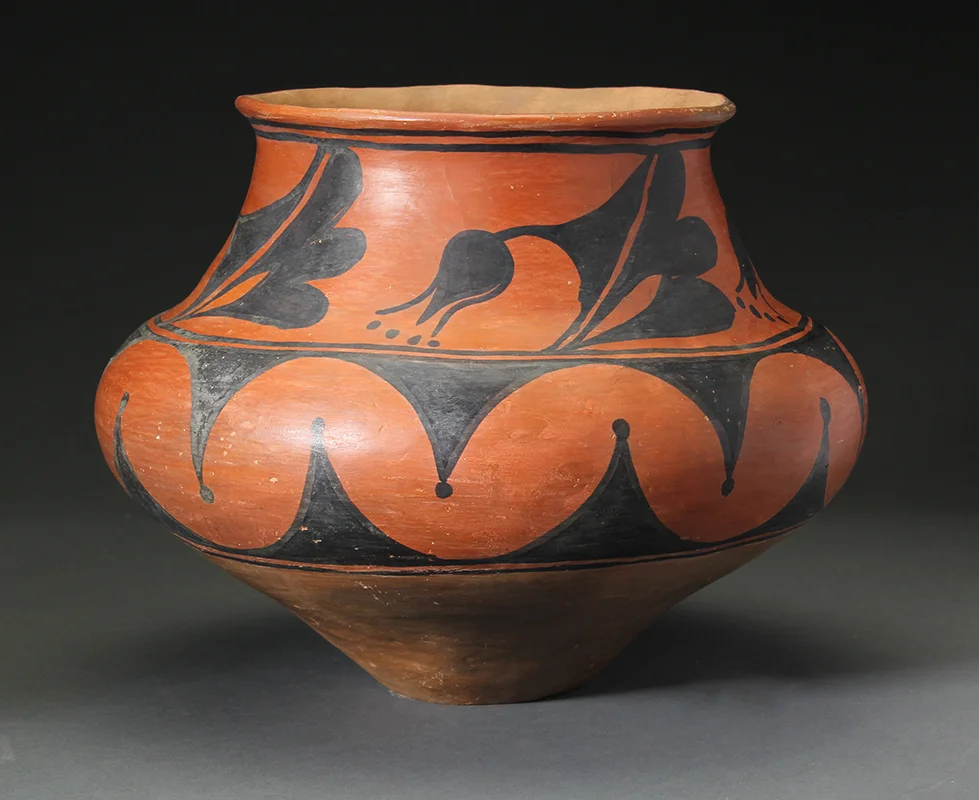 San Ildefonso Black on Red Jar #7827