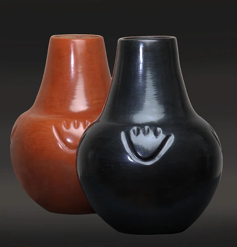 Margaret Tafoya Red and Black Bear Paw Jars #SF2689, #SF2690