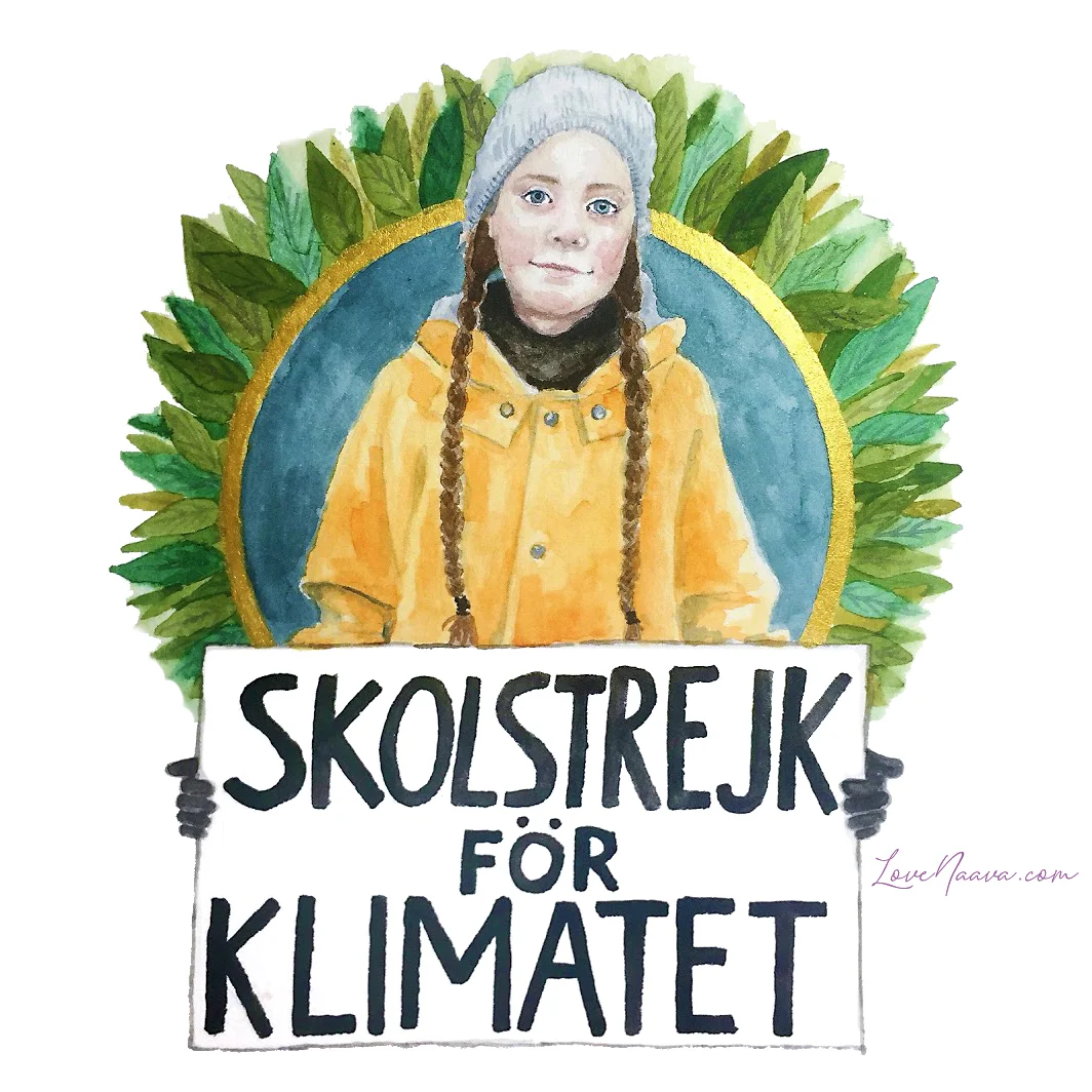 My portrait of Greta Thunberg for #KidLit4Climate