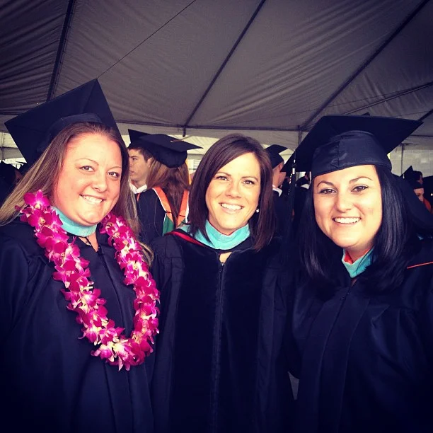 With students at University of La Verne commencement.