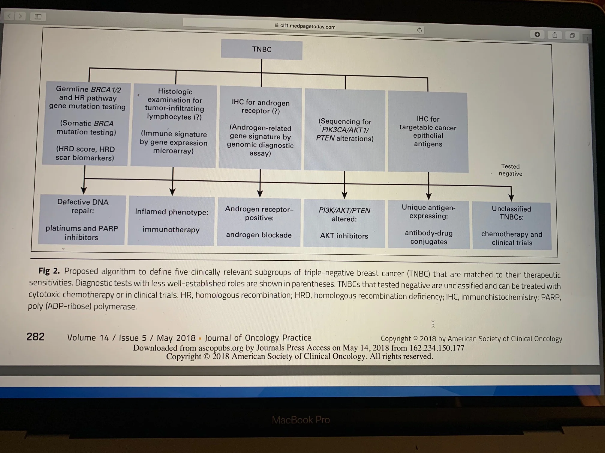 TNBC subgroup taken from the Journal of Oncology Practice May 2018 copyright ASCO