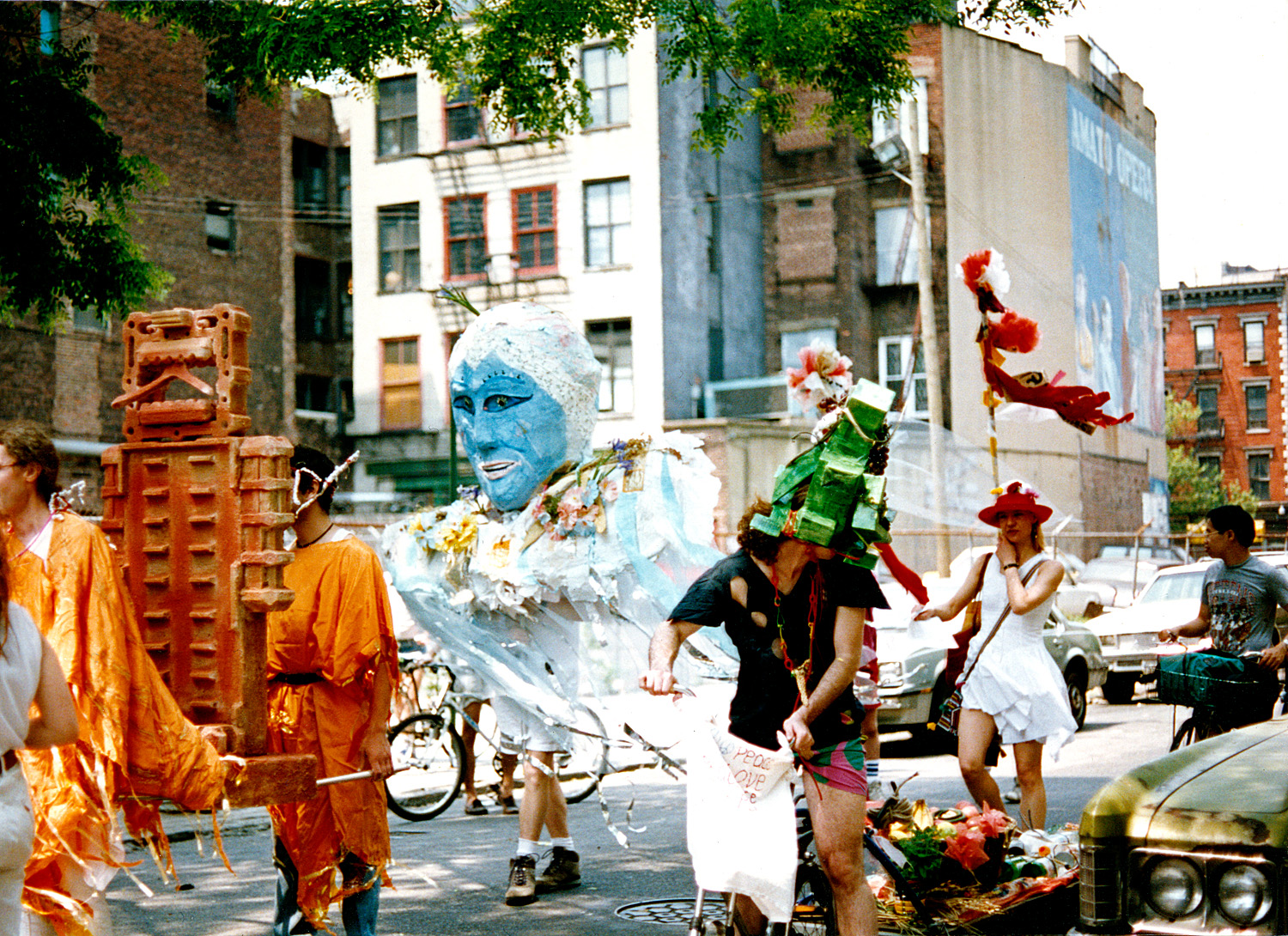 Giant puppets went on parade to support the community gardens of the East Village and Lower East Side.