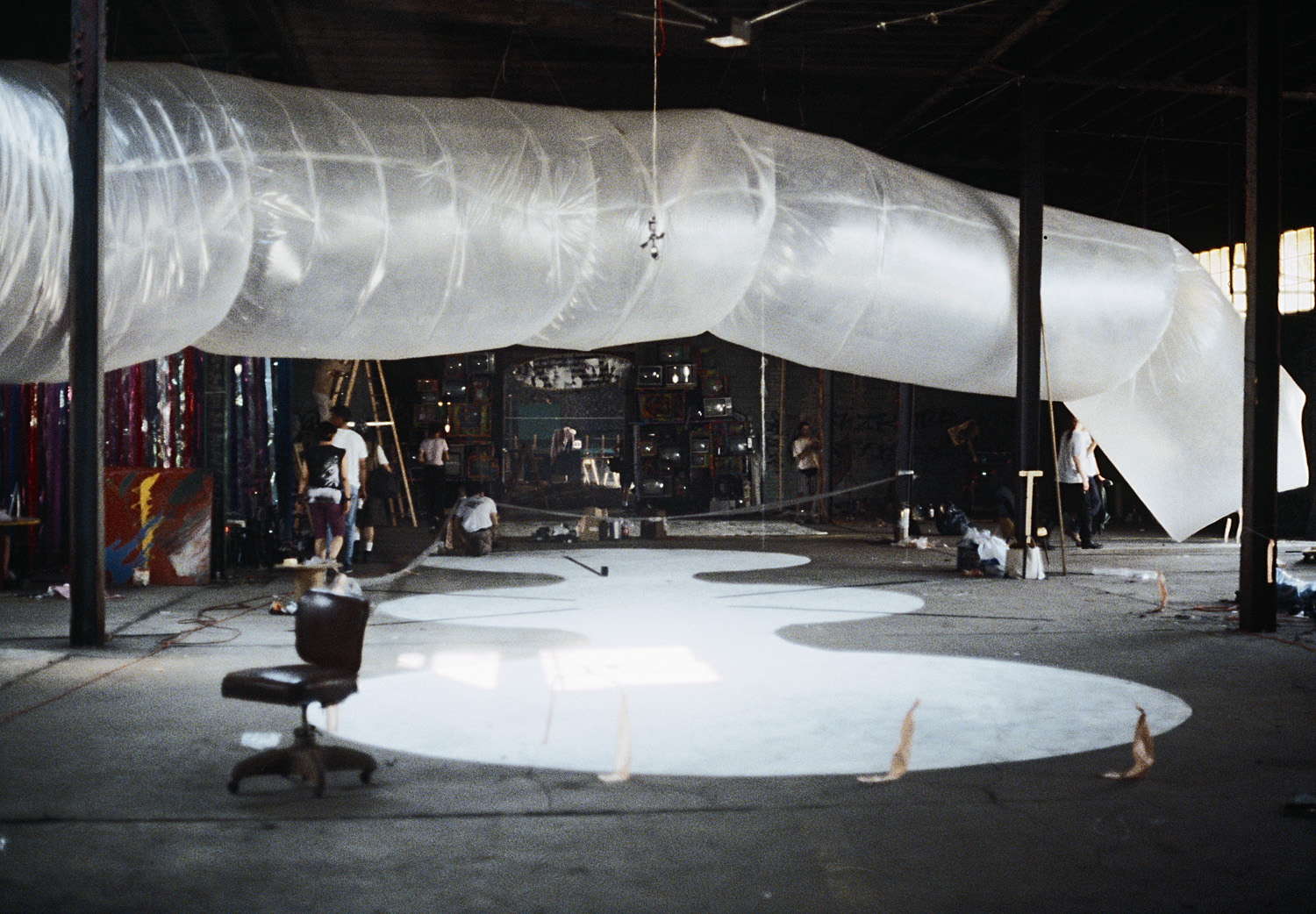 Dozens of artists collaborated on a multi-media art and music event in an abandoned shipping terminal.