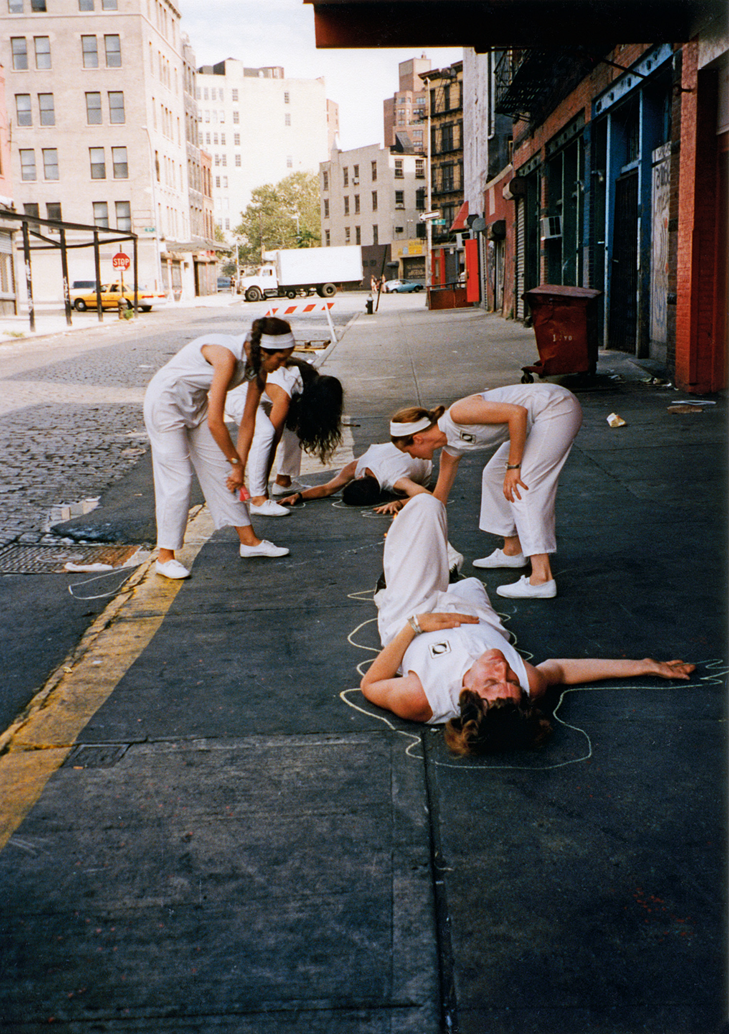  A street theater group doing scientific research in the meat packing district. 