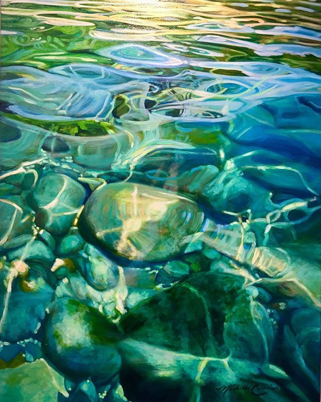 Water 36x48 acrylic painting available at @emanategallery #southlaketahoe #keeptahoeblue💙 #laketahoe #sandharbor #acrylicpainting #denverartist #water