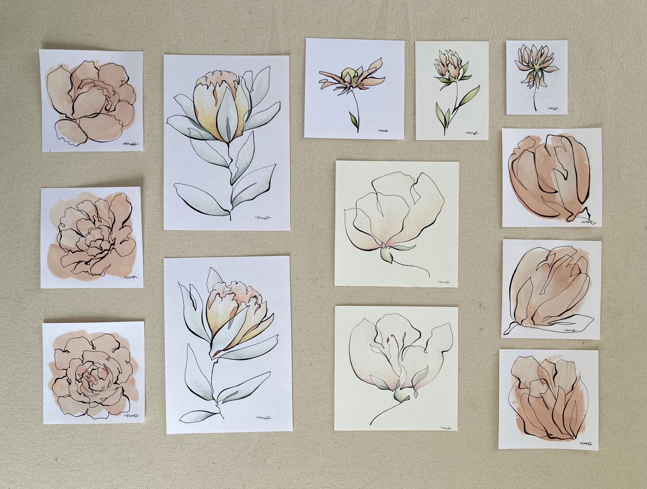 Pink Floral Set of 13