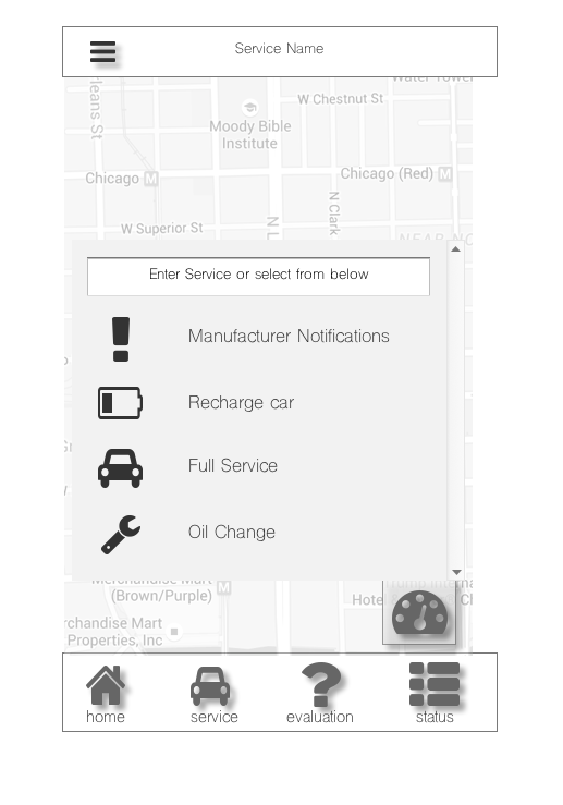 Service Request - Menu active