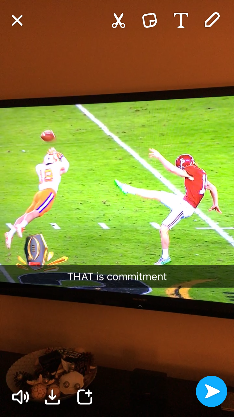 Clemson's Hunter Muse laying out to block a punt in Monday's National Championship game.