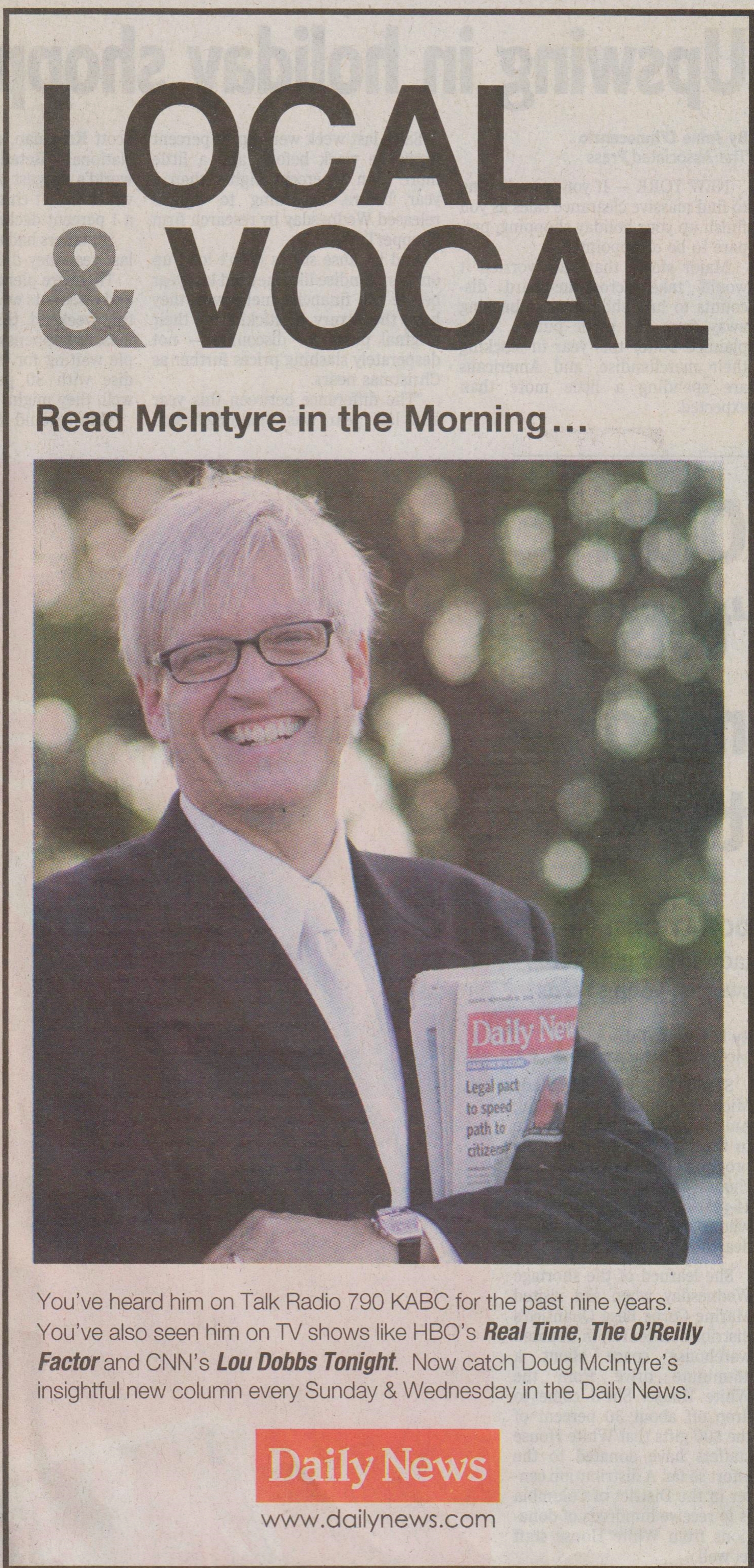 Local and Vocal ad in the Daily News