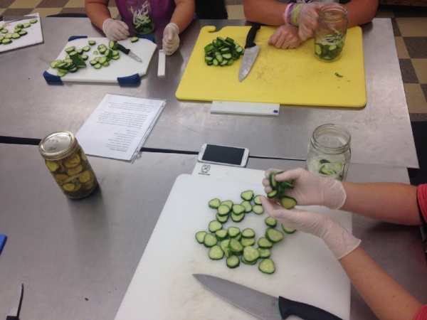 Learning how to turn fresh garden cucumbers into crunchy sweet pickles!