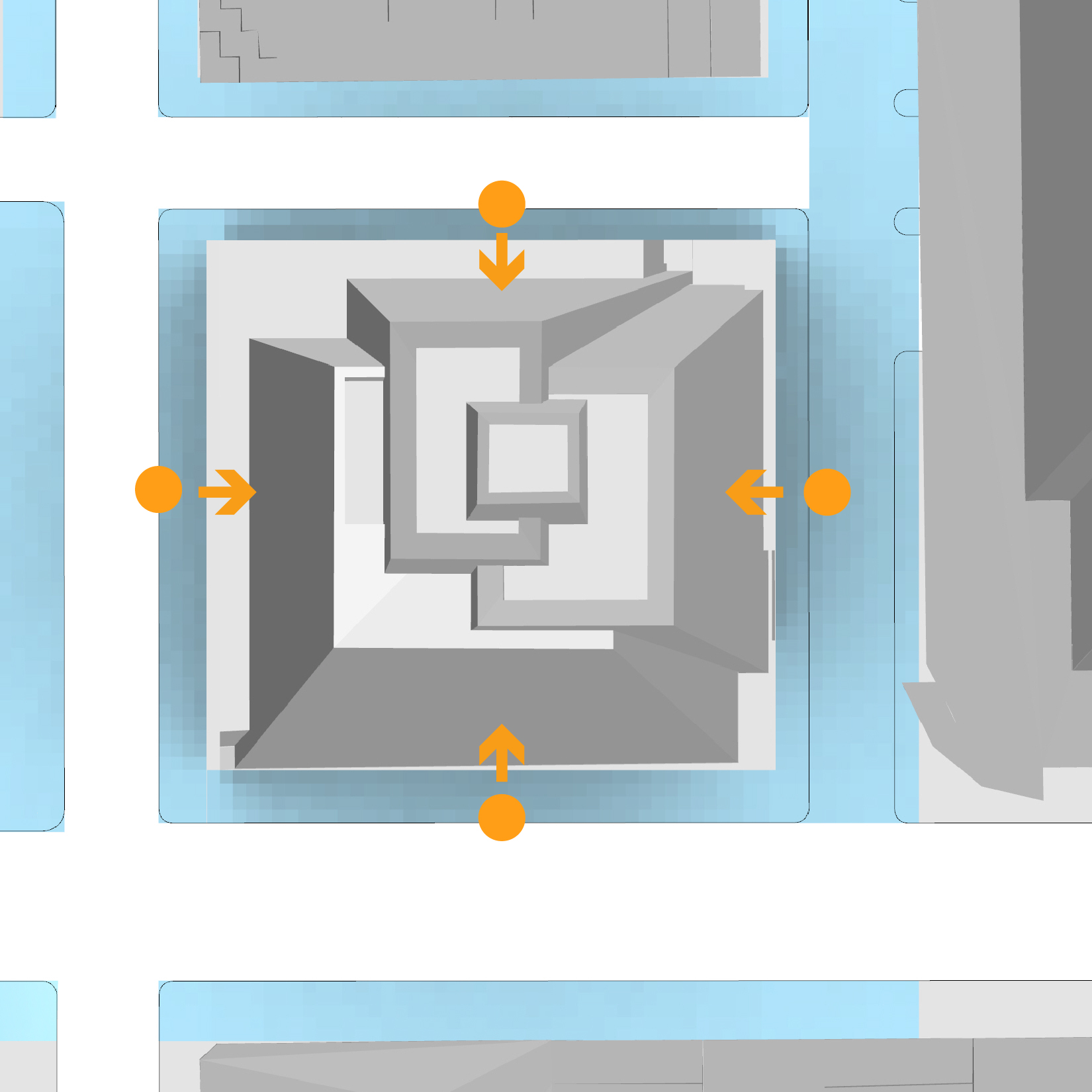 Locations of fish-eye perspectives