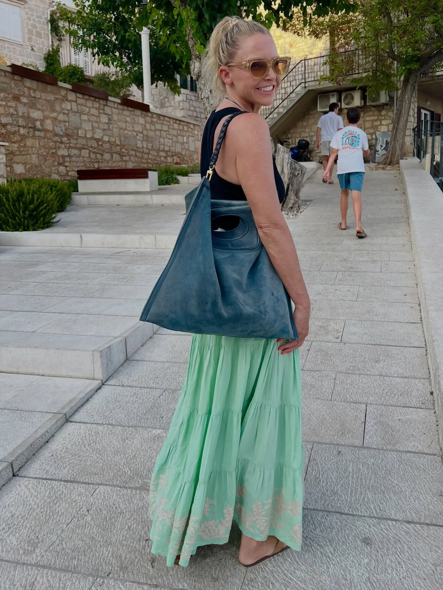 Cass in Croatia!  Cass color, Tahoe Blue, beautifully carried by @white_oak_wellness 💙