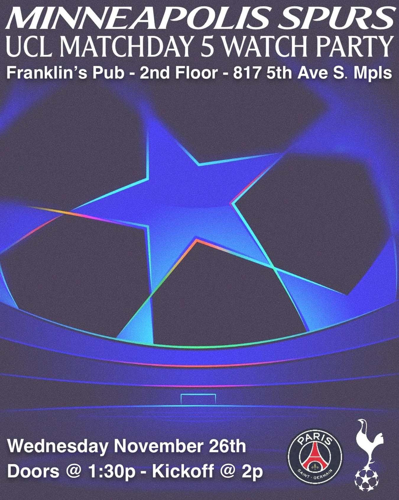 Spurs are back in Champions League action this Wednesday, taking on French giants Paris Saint-Germain. PSG sit just one point ahead of us in the group, making this a massive swing match for that automatic Round of 16 spot.

And don&rsquo;t forget the