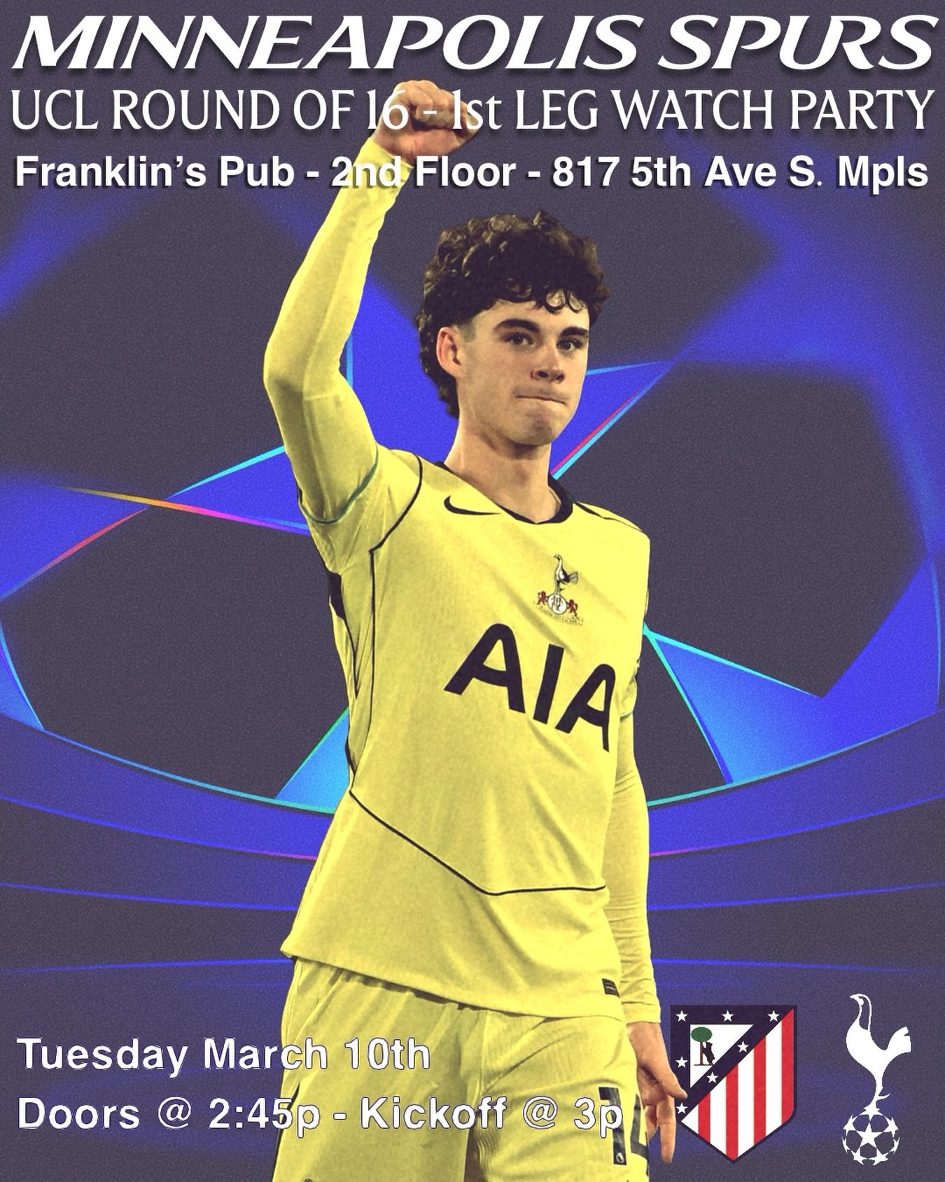 Spurs turn their sights back to the Champions League today for the first time since January 28th &mdash; which also happens to be our last win in all competitions.

Today kicks off another busy stretch for Tottenham, with the second leg sandwiched be