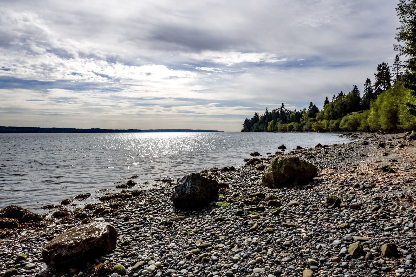  The rocky shoreline makes it a little difficult to walk 