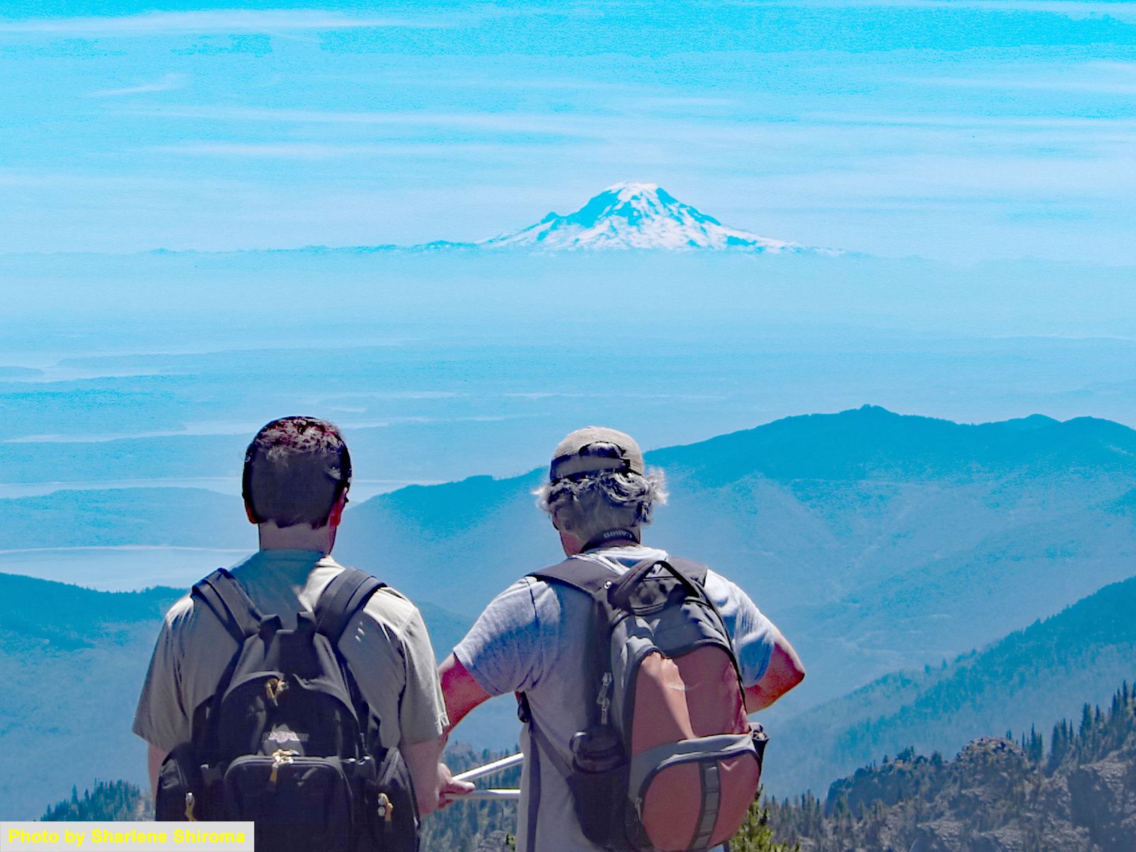 Looking at Mount Rainier from the top of Mount Townsend