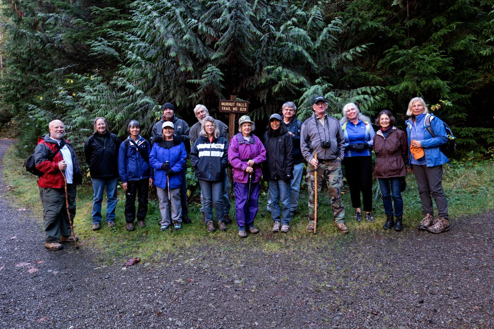 The hikers gather before the hike to Murhut Falls