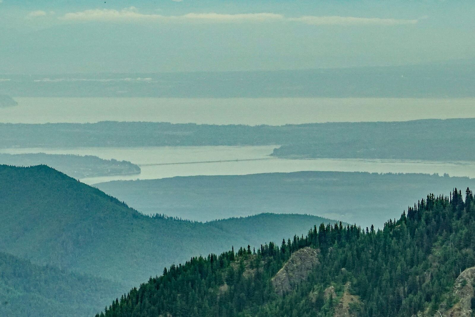 The Hood Canal Bridge way off in the distance