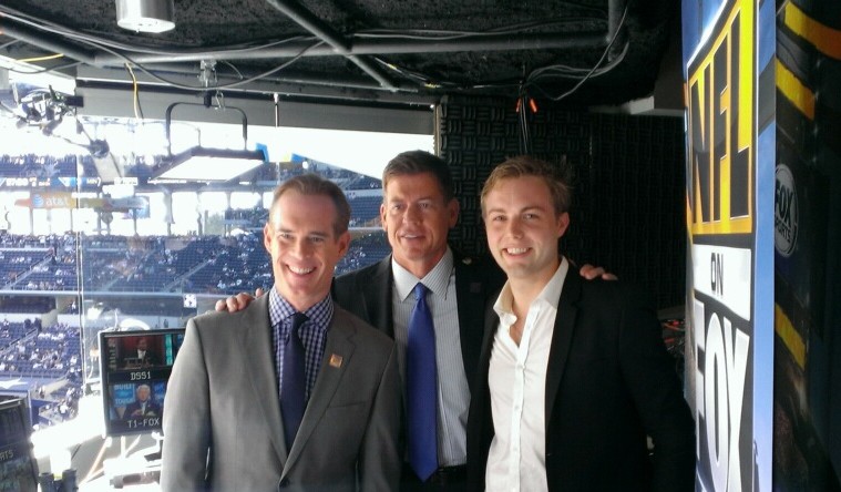 With Joe Buck and Troy Aikman in the "NFL on Fox" Booth