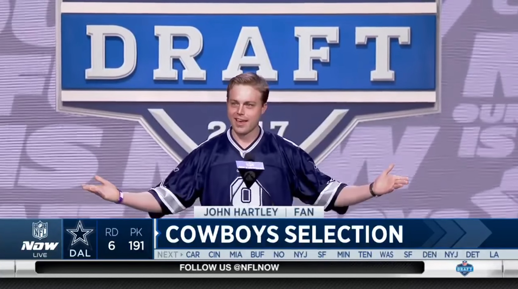 Announcing the Cowboys' 6th round pick (191st overall) in the 2017 NFL Draft in Philadelphia
