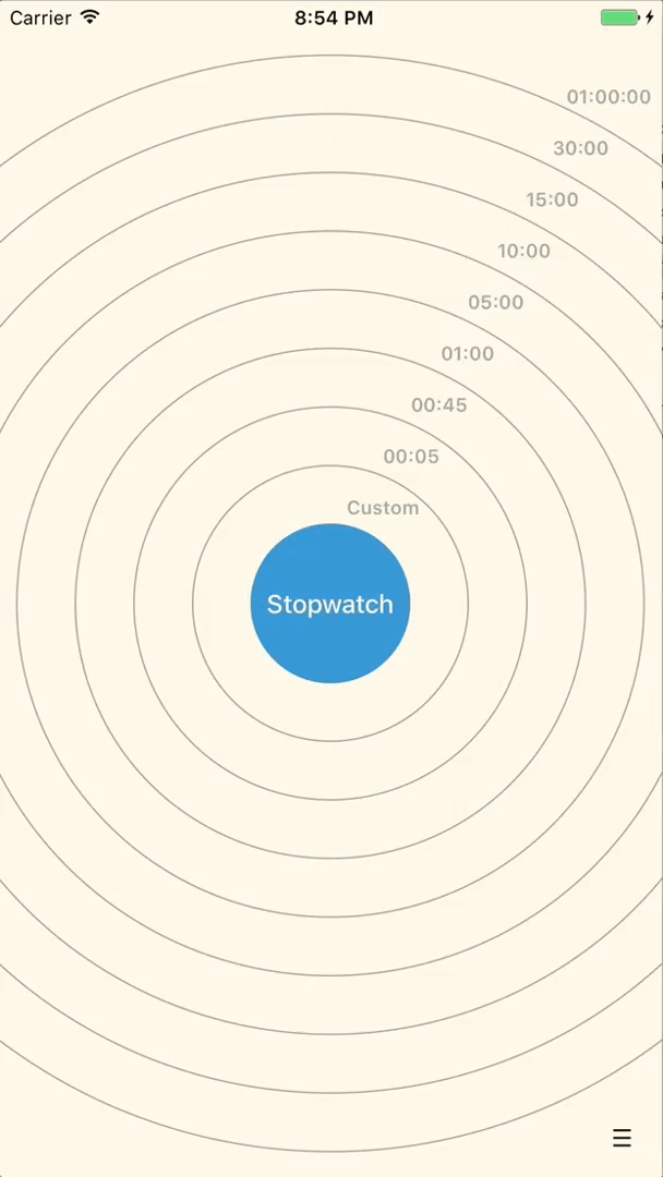Create, move and delete timers by swiping against a light or dark background.
