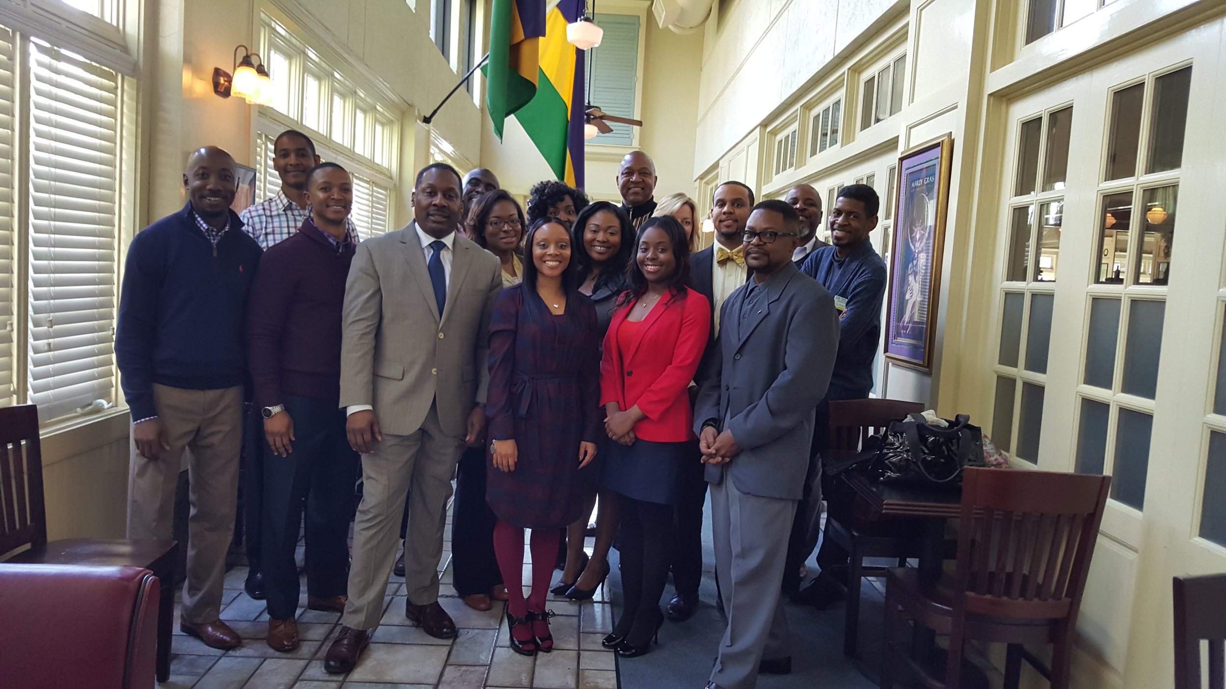 NAHSE members join Dr. Thomas LaVeist for a photo after the event - January 30, 2016 @ Owen Brennan's.