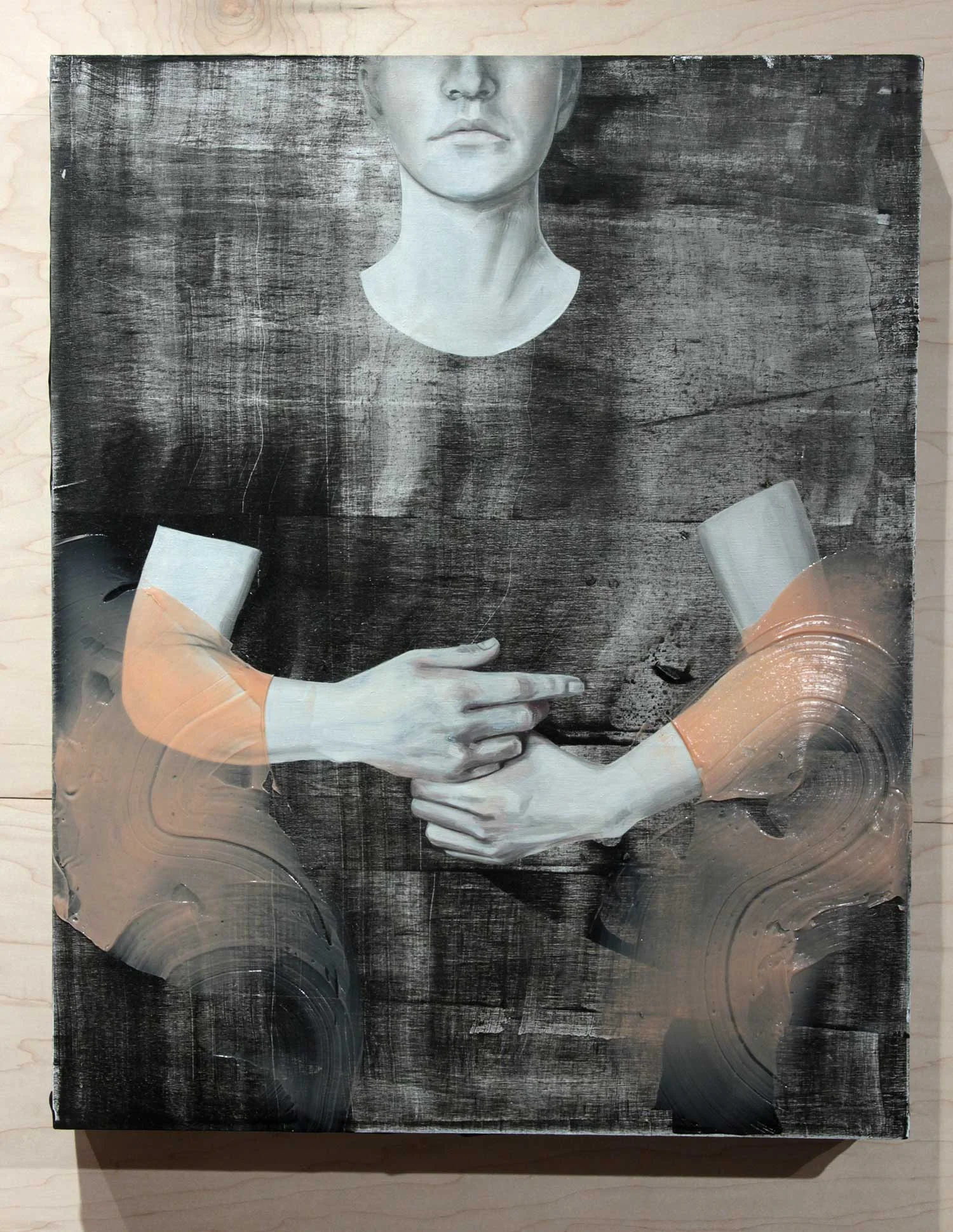 SUGGESTED SILHOUETTE - SLEEVES 20" x 16" acrylic and oil on panel