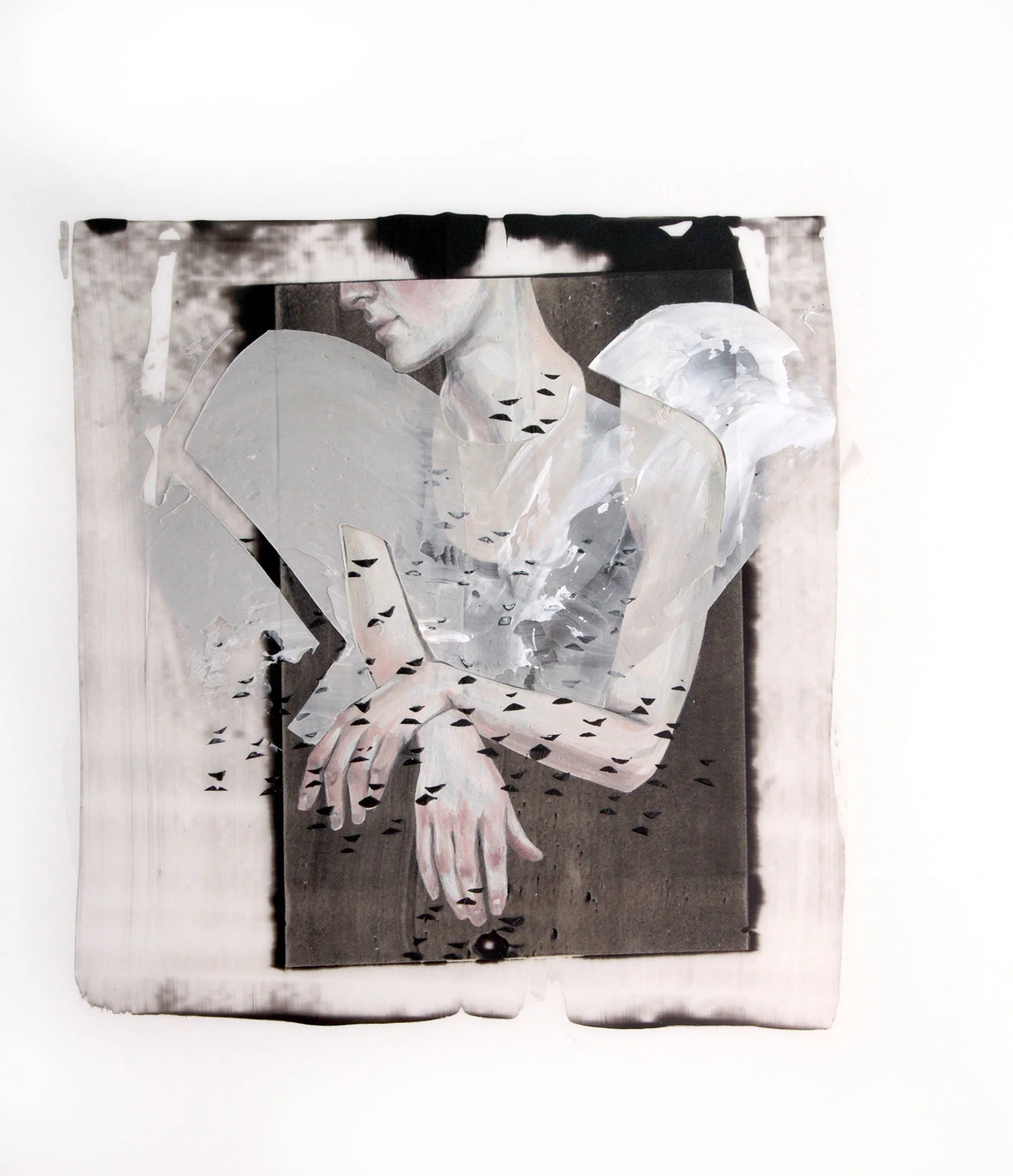 SUGGESTED SILHOUETTE - SHOULDERS CARRY BURDENS acrylic and oil on mylar