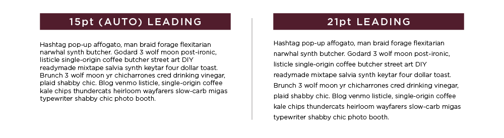 Examples of typography leading
