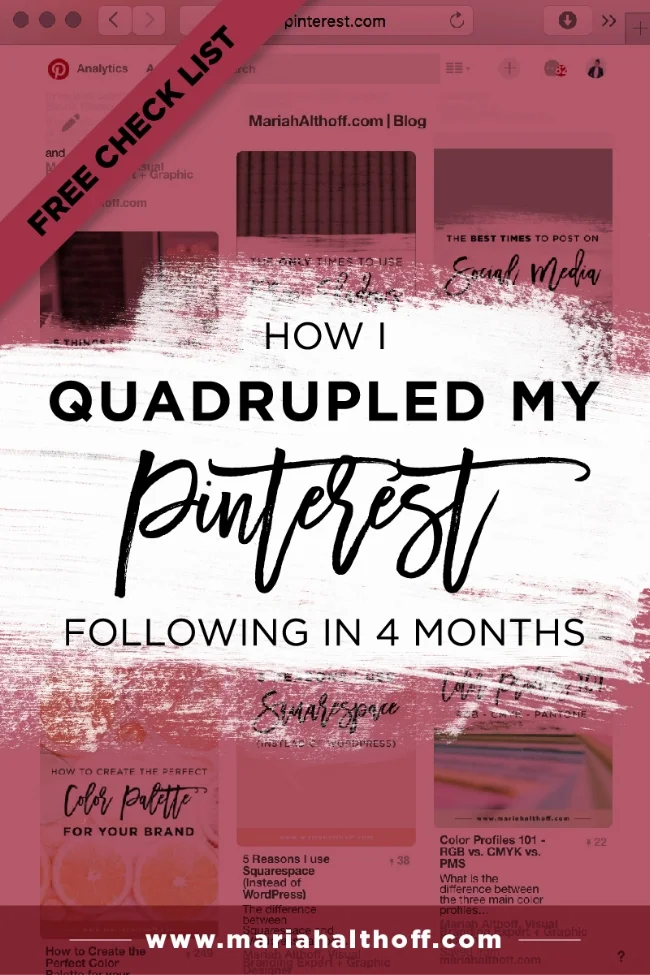 Over the last 4 months since I've implemented my Pinterest strategy, my following and website traffic has grown DAILY. Without Pinterest, I would not have the email list I have, the ever increasing page views and the constantly growing following. By implementing these 5 steps, you too can see results with Pinterest! 
