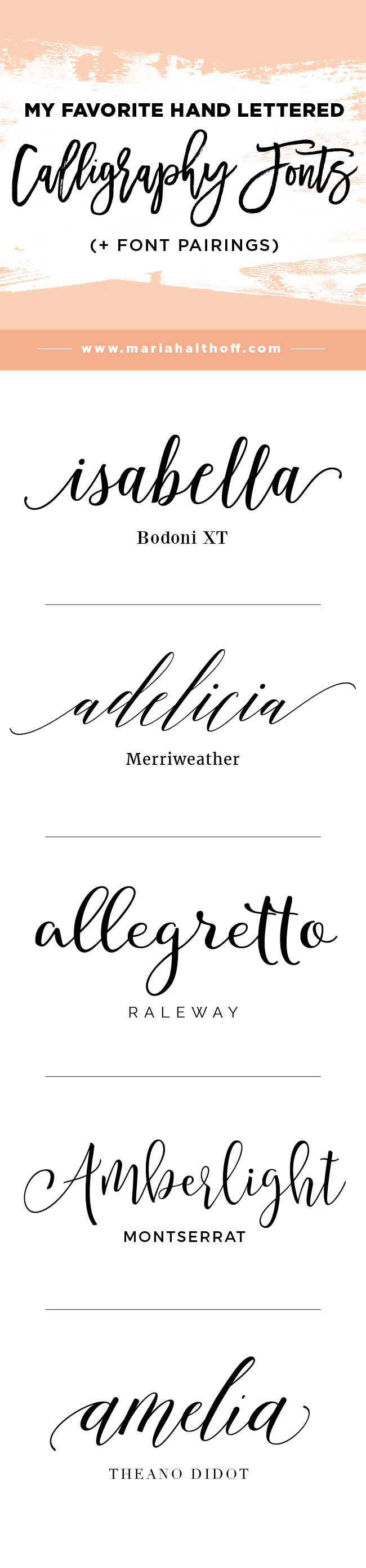 Fristelse Videnskab Vulkan My Top 5 Favorite Hand Lettered Calligraphy Fonts (+ Font Pairings) —  Mariah Althoff – Graphic Design + Freelancing Tips