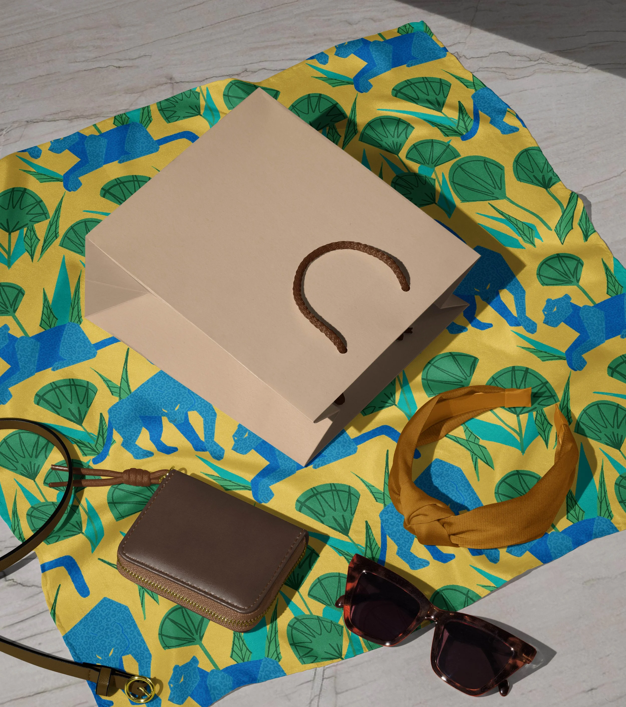 Silk Scarf, Headband, Leather Goods and Paper Bag Mockup leopard.jpg