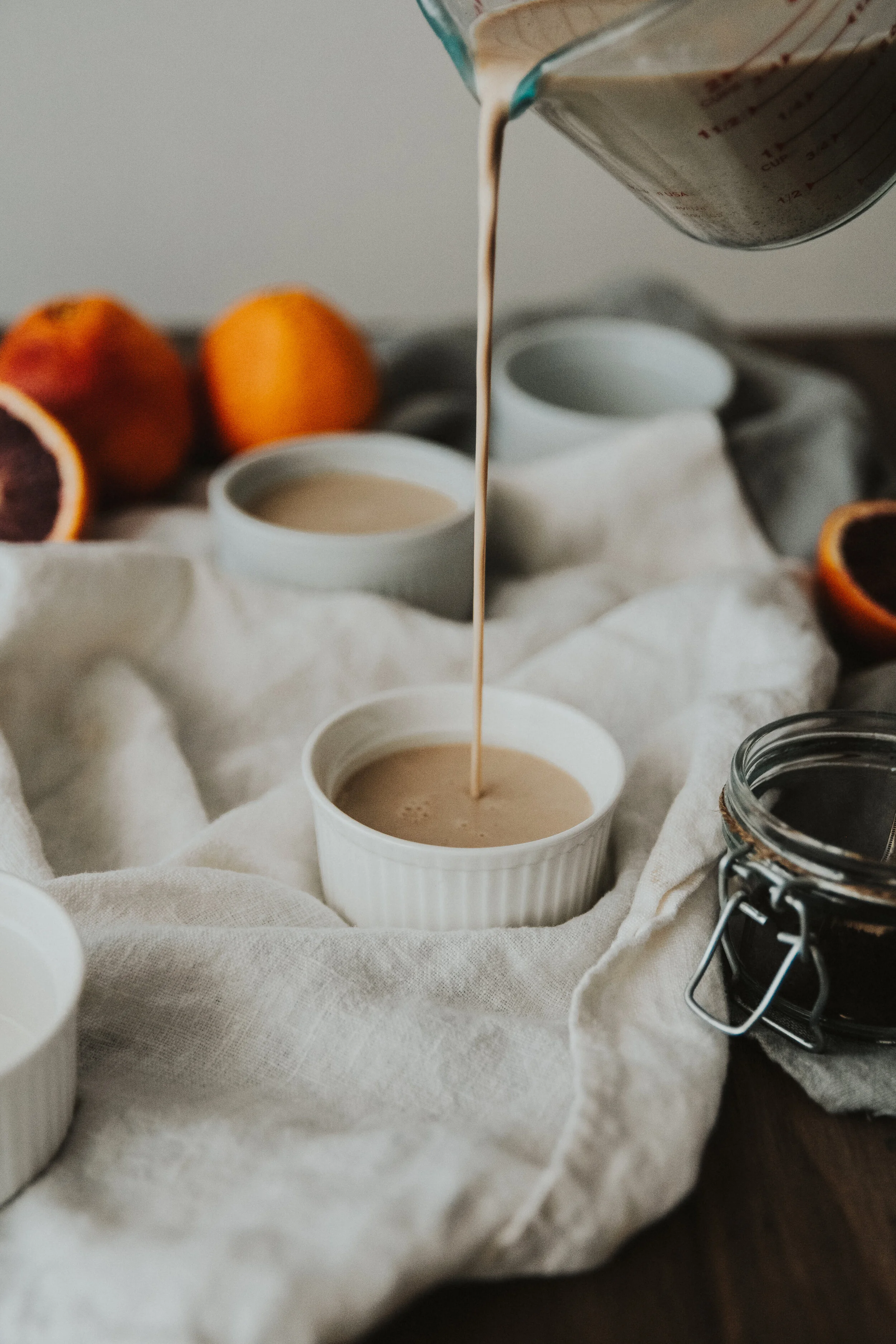 Coffee Panna Cotta With Blood Orange Caramel And Honey Tuile