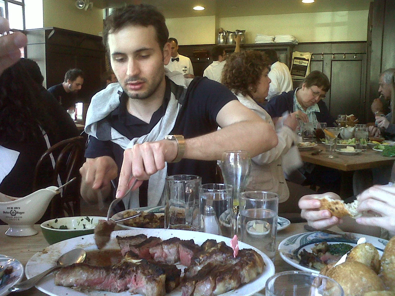 Tucking in at Peter Luger