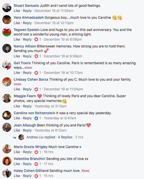 Condolences on Facebook 2017