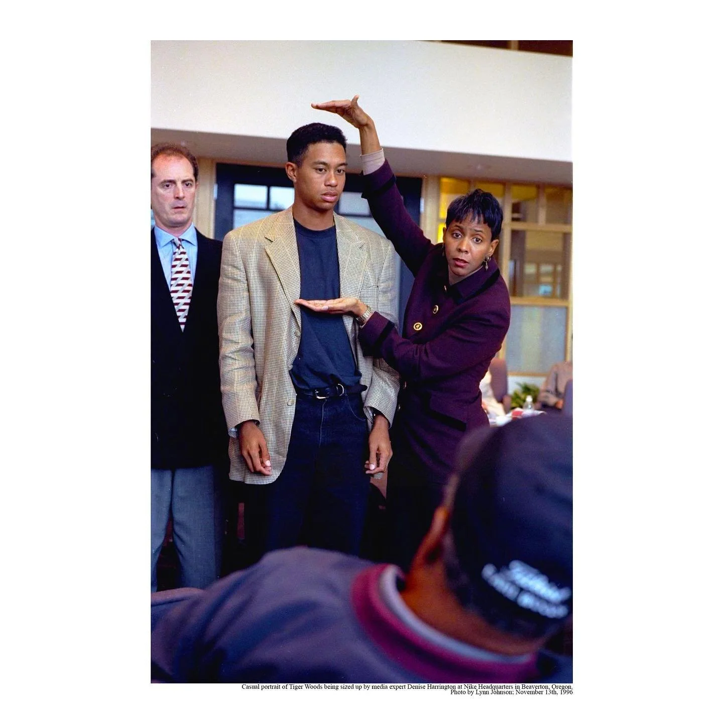 &ldquo;He&rsquo;ll be exactly like you in every way. Except 1/8th your size.&rdquo;
- the top doctors talking about Charlie Woods probably idk

&ldquo;A casual portrait of Tiger Woods being sized up by media expert Denise Harrington at Nike Headquart